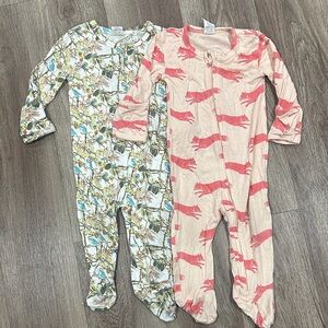 Kate Quinn 6–9M Modal Zipper Footie Set | Woodland & Animal Prints | Set of 2